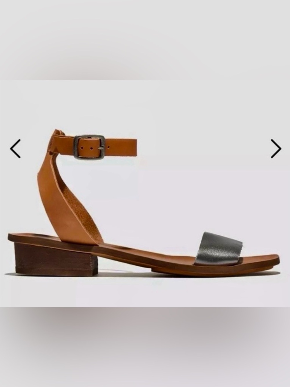 Madewell The Veronique Sandals Two-Tone Ankle Strap Sandals, Tan and Silver